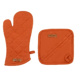 Gant et manique en coton brique - Cellier