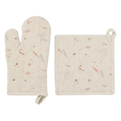 Gant et manique en coton beige - Lucile