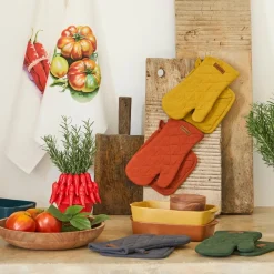 Gant et manique en coton romarin - Cellier