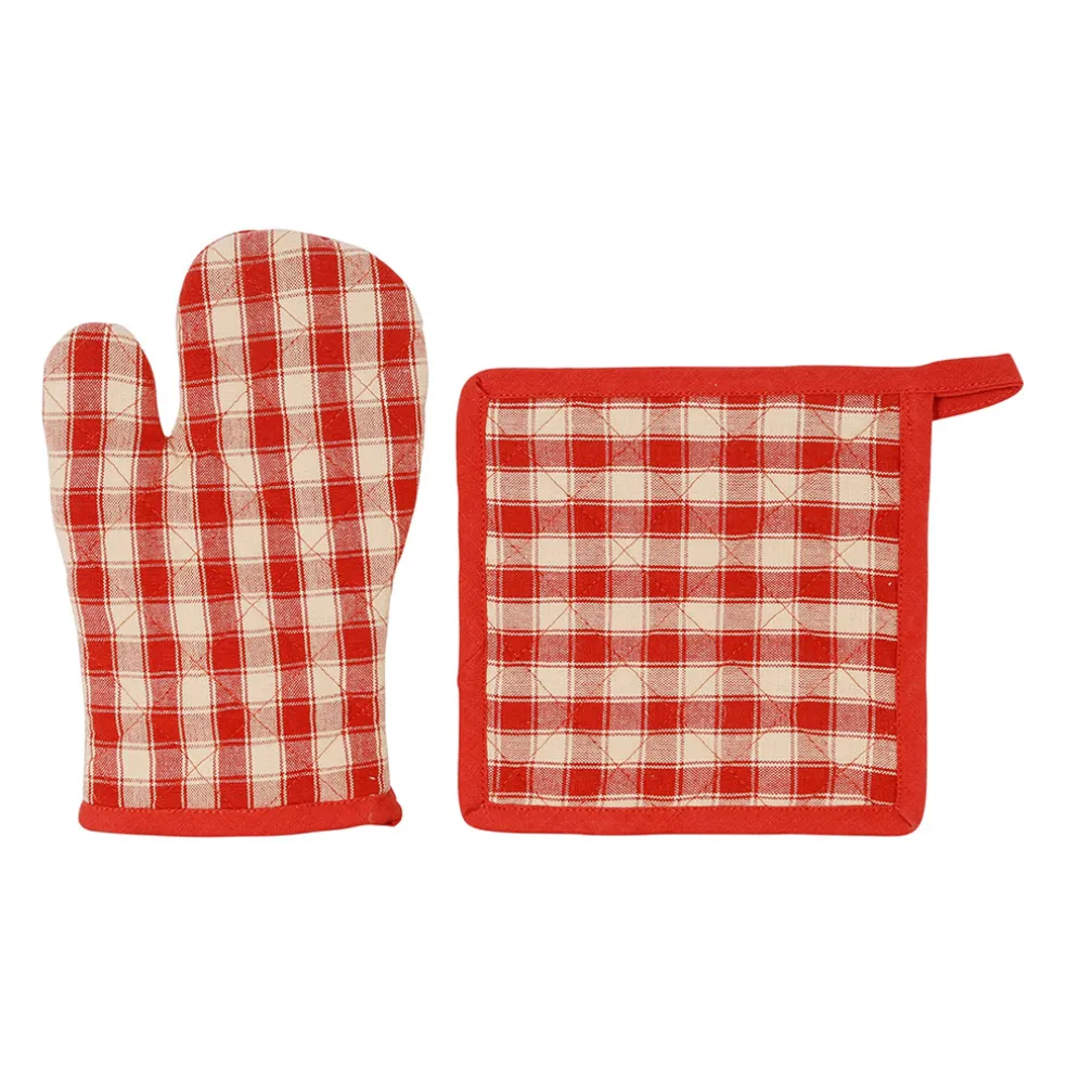 Gant manique en coton rouge 26x20cm - Campagne