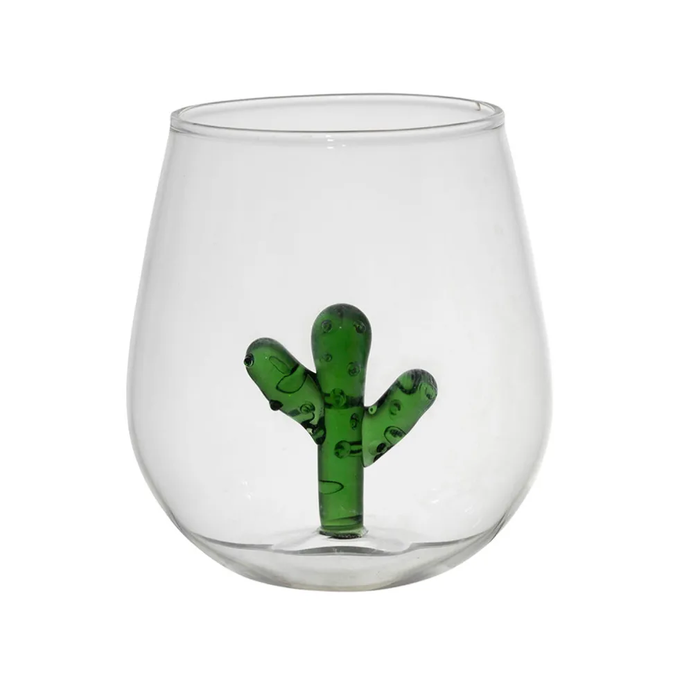 Gobelet cactus en verre vert 38cl - Colorea