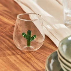 Gobelet cactus en verre vert 38cl - Colorea
