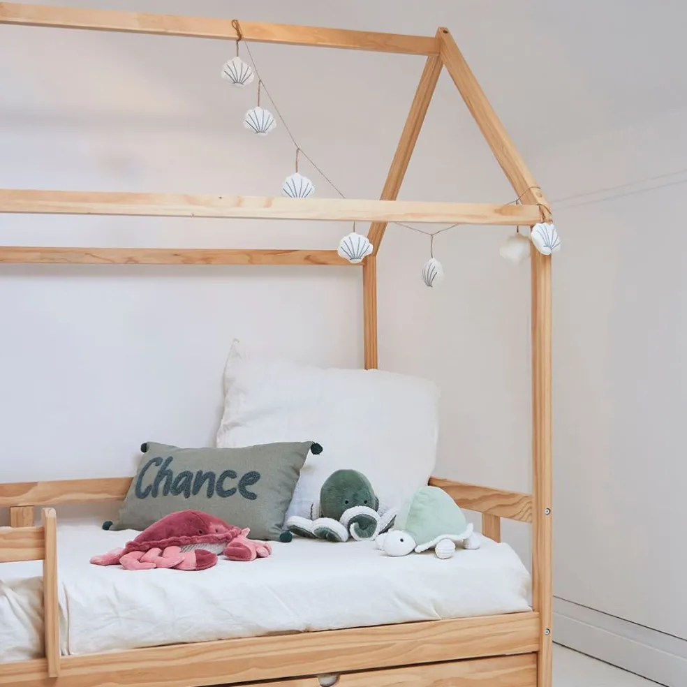 Guirlande 7 coquillages en coton et polyester écru l130cm - Eté A La Mer