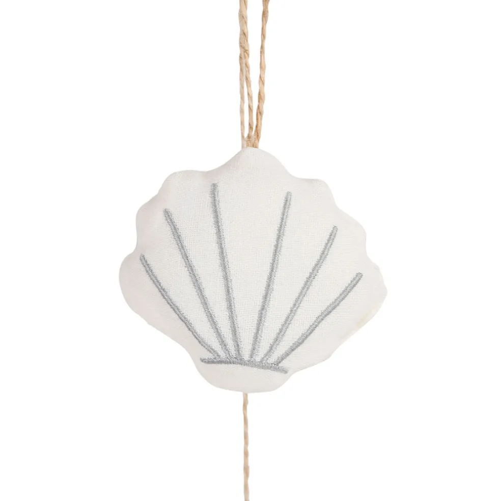 Guirlande 7 coquillages en coton et polyester écru l130cm - Eté A La Mer