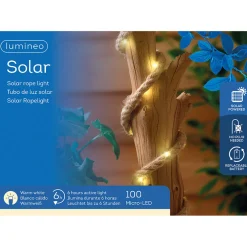 Guirlande solaire câble en jute naturel 5m