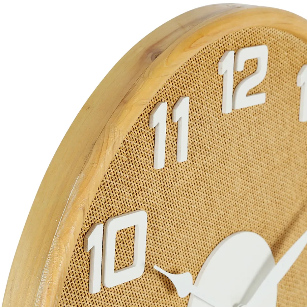 Horloge en bambou naturel et blanc d60cm - Ladret