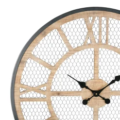 Horloge murale naturel et fer noir D72cm - Atelier