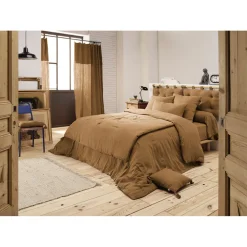 Housse de couette camel en gaze de coton 260x240cm - Gaia