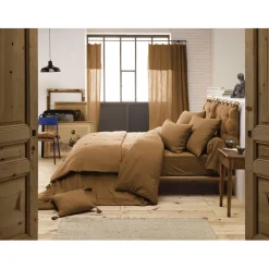 Housse de couette camel en gaze de coton 240x220cm - Gaia
