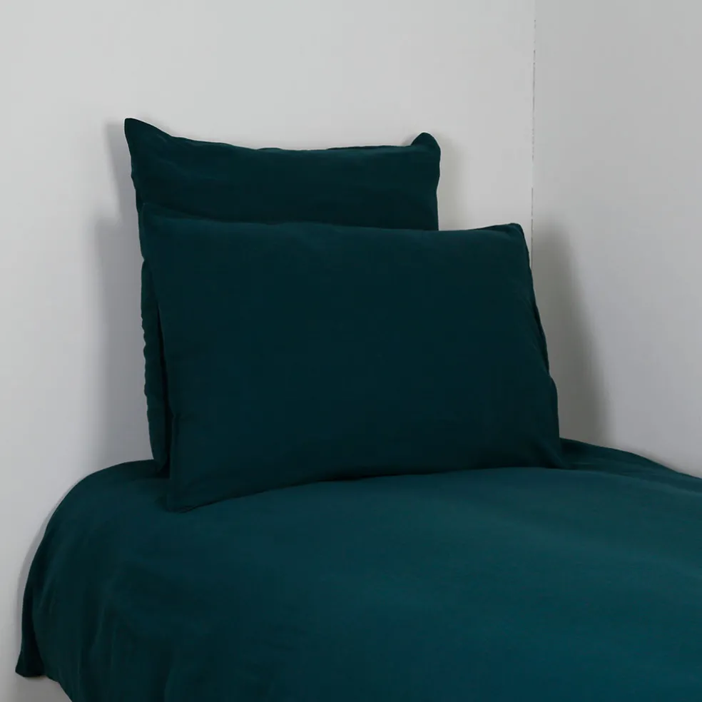 Housse de couette dili bleu de prusse 260x240cm en voile de coton lavé