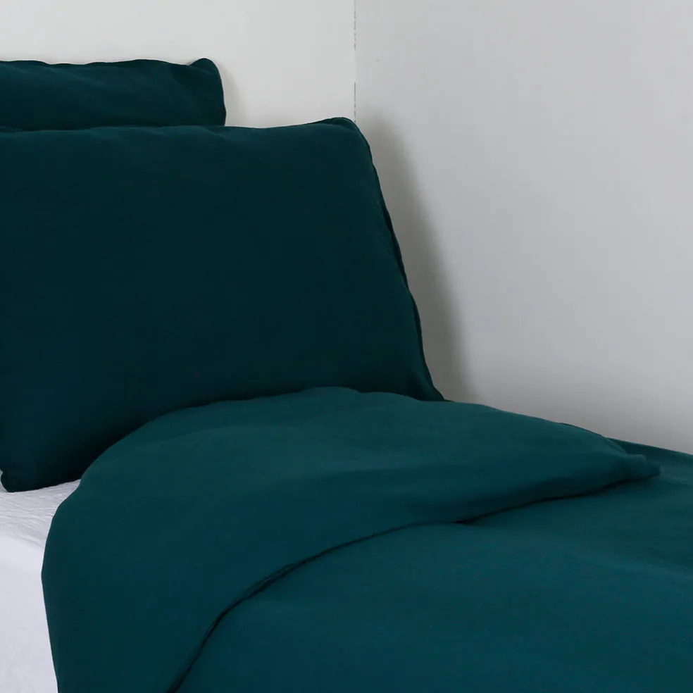 Housse de couette dili bleu de prusse 260x240cm en voile de coton lavé