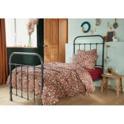 Housse de couette en gaze de coton imprimée camel 140x200cm - Capucine