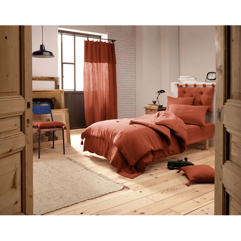 Housse de couette en gaze de coton terracotta 140x200cm - Gaia