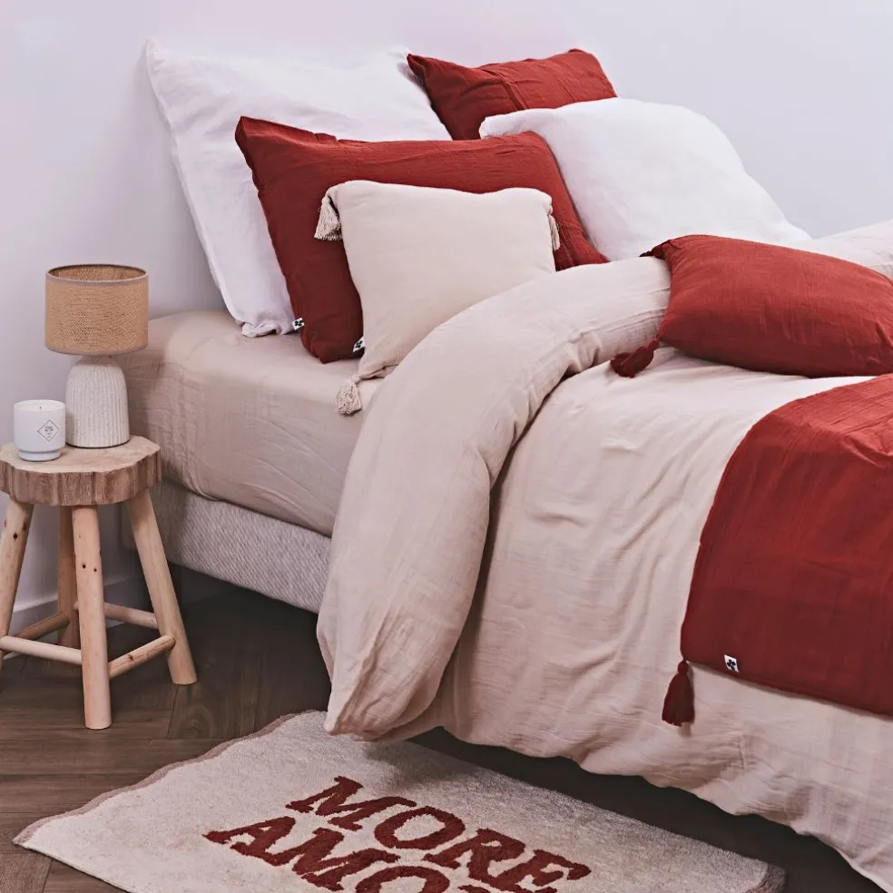 Housse de couette en gaze de coton unie pampa 260x240cm - Gaia