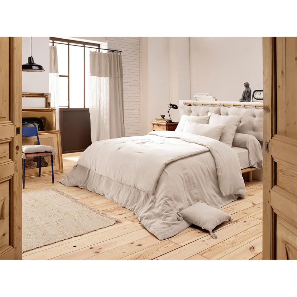 Housse de couette en gaze de coton unie pampa 240x220cm - Gaia