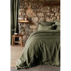 Housse de couette en lin lavé thym 260x240cm - Soline