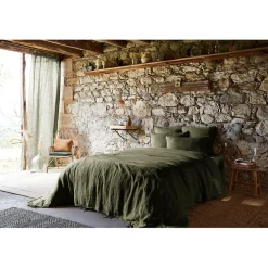 Housse de couette en lin lavé thym 240x220cm - Soline