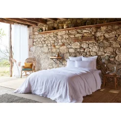 Housse de couette en lin lavé craie 260x240cm - Soline