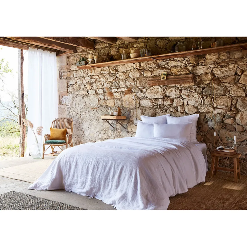 Housse de couette en lin lavé craie 260x240cm - Soline