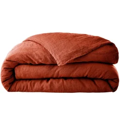 Housse de couette en lin lavé paprika 260x240cm - Soline