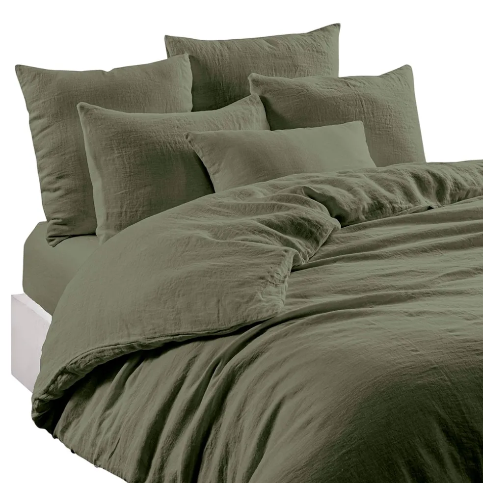 Housse de couette en lin et coton kaki 260x240cm - Limy