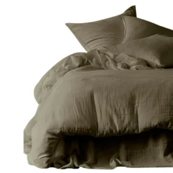 Housse de couette en voile de coton kaki 260x240cm - Dili