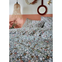 Housse de couette 240x220 cm et 2 taies d'oreiller 60x60cm en coton imprimé fleurs - Malia