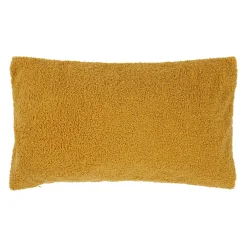 Housse de coussin bouclette "Love" moutarde et beige 50x30cm - Funky