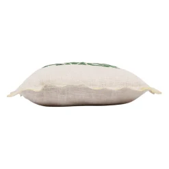 Housse de coussin brodé " More Amor"' en coton écru et vert 45x45cm - Lumi