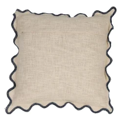 Housse de coussin brodée bisou en coton jaune et bleu 45x45cm - Lumi