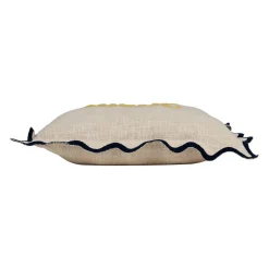 Housse de coussin brodée bisou en coton jaune et bleu 45x45cm - Lumi