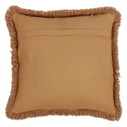 Housse de coussin brodée écru et ocre 45x45cm -terre brulée