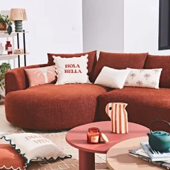 Housse de coussin brodée en coton écru 50x30cm - Nomadea