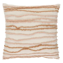 Housse de coussin brodée terre boheme creme et nude 45x45cm en coton