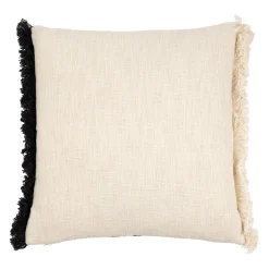 Housse de coussin brodee écru et noir 45x45cm - madeira