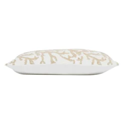 Housse de coussin coton motif coreil blanc et beige 50x30cm - estran