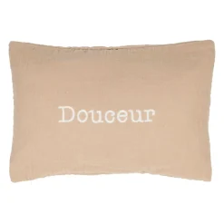 Housse de coussin douceur en gaze de coton terracotta 50x35cm