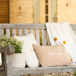 Housse de coussin douceur en gaze de coton terracotta 50x35cm