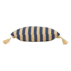Housse de coussin d'extérieur en tissu rayé indigo et naturel 45x45cm - Medi