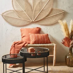 Housse de coussin earth notes terracotta 45x45cm gaze de coton