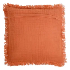 Housse de coussin earth notes terracotta 45x45cm gaze de coton