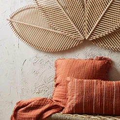 Housse de coussin earth notes terracotta 45x45cm gaze de coton