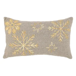 Housse de coussin en coton gris et doré 50x30cm - Flocon