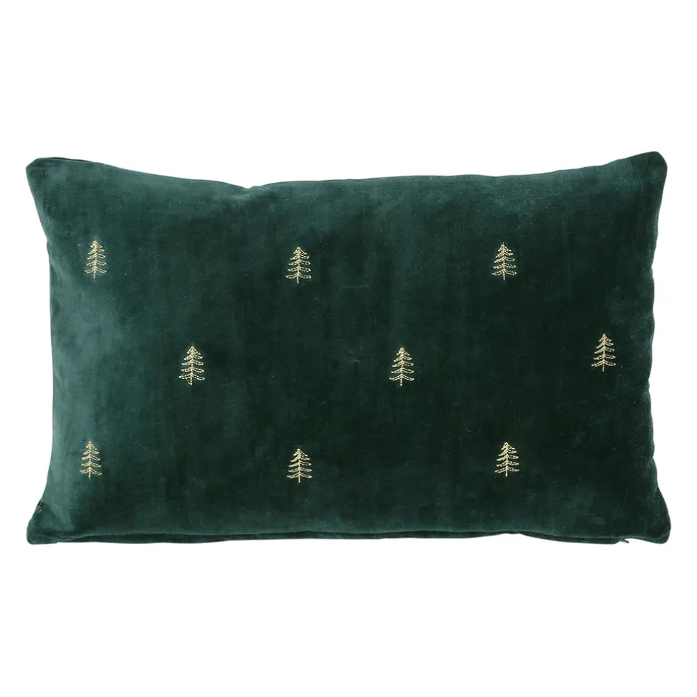 Housse de coussin en coton vert foncé 50x30cm - Mon sapin