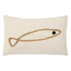 Housse de coussin en coton écru et jute naturel 50x30cm - Eté A La Mer