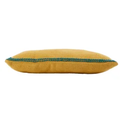 Housse de coussin en coton moutarde et emeraude 50x30cm - Seguia