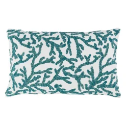 Housse de coussin en coton corail turquoise 50x30cm - Estran