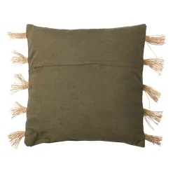 Housse de coussin en coton et jute Kaki 45x45cm - Kolore