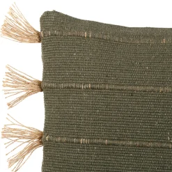 Housse de coussin en coton et jute Kaki 45x45cm - Kolore