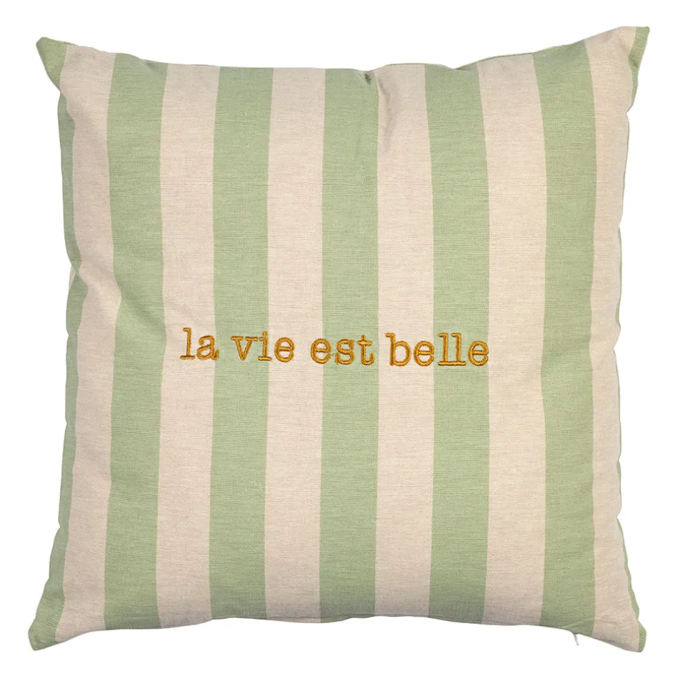 Housse de coussin en coton vert 45x45cm - Famille